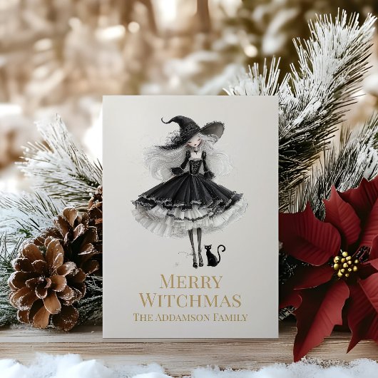 Cartes Pour Fêtes Annuelles Merry Witchmas Dark Gothic Witch Holiday Card