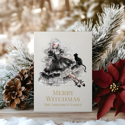 Cartes Pour Fêtes Annuelles Merry Witchmas Gothic Witch Custom Holiday Card