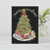 Cartes Pour Fêtes Annuelles Merry Woofmas Chien Conception - Chien de taureau (Debout devant)