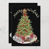 Cartes Pour Fêtes Annuelles Merry Woofmas Chien Design - King Charles Spaniel (Devant / Derrière)