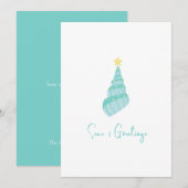 Cartes Pour Fêtes Annuelles Mers côtiers et coquille de salutations (Devant / Derrière)