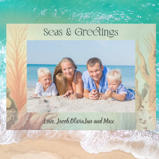 Cartes Pour Fêtes Annuelles Mers et salutations photo de plage