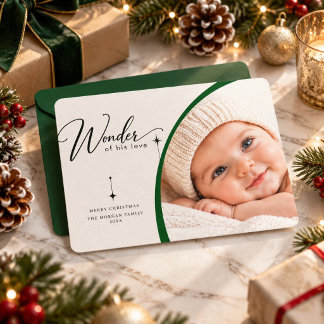 Cartes Pour Fêtes Annuelles Merveille de sa courbe verte Photo de bébé religie