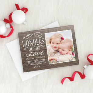 Cartes Pour Fêtes Annuelles Merveilles de Son Amour Photo de Noël en Bois Rust