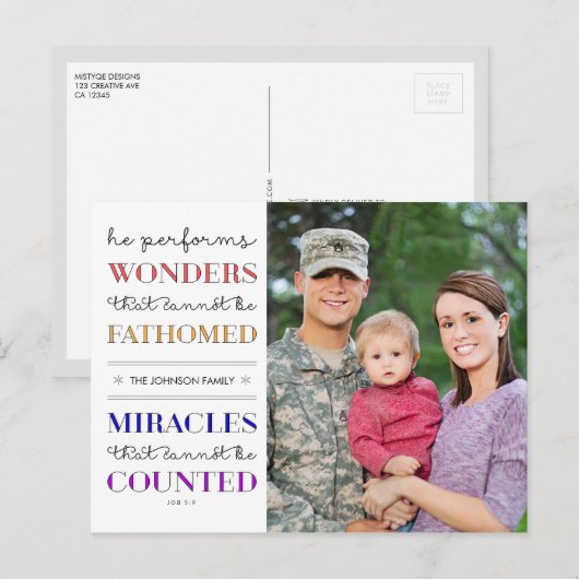 Cartes Pour Fêtes Annuelles Merveilles et Miracles Noël (Devant / Derrière)