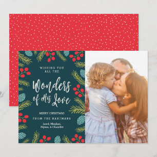 Cartes Pour Fêtes Annuelles Merveilles modernes de son amour Berries Pine Phot
