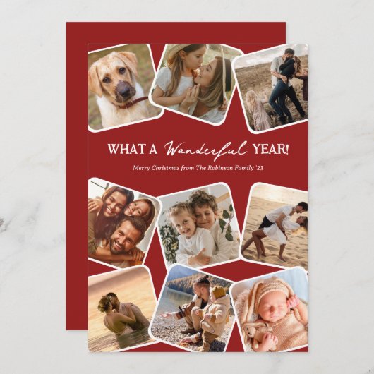 Cartes Pour Fêtes Annuelles Merveilleuse année photo collage Noël (Devant / Derrière)