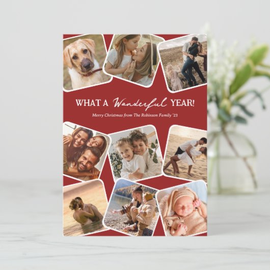 Cartes Pour Fêtes Annuelles Merveilleuse année photo collage Noël (Debout devant)