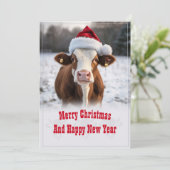 Cartes Pour Fêtes Annuelles Merveilleuse vache de Noël (Debout devant)