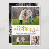 Cartes Pour Fêtes Annuelles Merveilleuse Vie 3 PH lettres d'or | (Devant / Derrière)