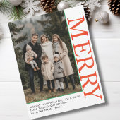 Cartes Pour Fêtes Annuelles MERY ! 1 Photo, Blanc, Orange, Vert, Classique