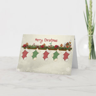 Cartes Pour Fêtes Annuelles Mery Christmas Stockings sur Mantle