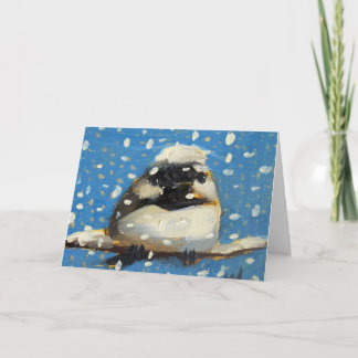 Cartes Pour Fêtes Annuelles Mésange de l'hiver avec des flocons de neige