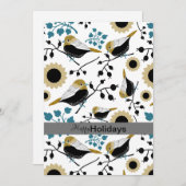 Cartes Pour Fêtes Annuelles Mésanges Douces Et Mignonnes Avec Des Cœurs (Devant / Derrière)