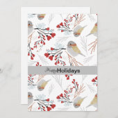 Cartes Pour Fêtes Annuelles Mésanges douces et mignonnes avec des cœurs (Devant / Derrière)