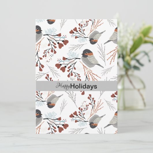 Cartes Pour Fêtes Annuelles Mésanges Mignonnes et Douces avec des Cœurs (Debout devant)