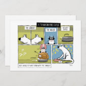 Cartes Pour Fêtes Annuelles Mésaventure de chien chat à Thanksgiving (Devant / Derrière)