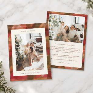 Cartes Pour Fêtes Annuelles Message de Noël avec plaid aquarelle rouge et vert