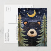 Cartes Pour Fêtes Annuelles Message de Noël Black Bear Night Moon (Devant / Derrière)