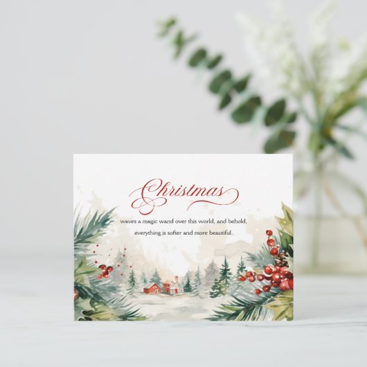 Cartes Pour Fêtes Annuelles Message de Noël Scène d'hiver non photo (Debout devant)