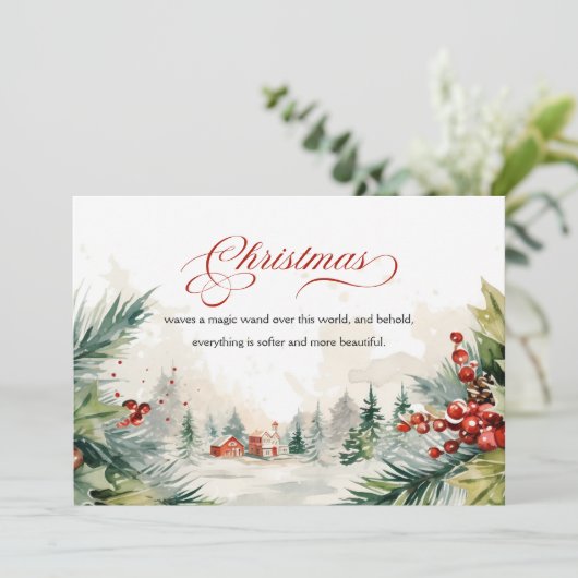 Cartes Pour Fêtes Annuelles Message de Noël Scène d'hiver non photo (Debout devant)