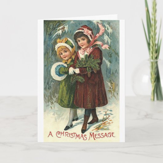 Cartes Pour Fêtes Annuelles Message de Noël Vintage, (Devant)
