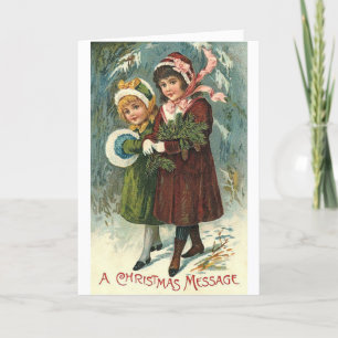 Cartes Pour Fêtes Annuelles Message de Noël Vintage,
