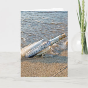 Cartes Pour Fêtes Annuelles Message de Nouvel An 2027 dans une bouteille