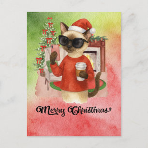 Cartes Pour Fêtes Annuelles Message d'envoi de chats de Siamese Joyeux Noël