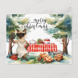 Cartes Pour Fêtes Annuelles Message d'envoi de chats de Siamese Joyeux Noël