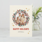 Cartes Pour Fêtes Annuelles Message photo de Noël classique rétro (Debout devant)