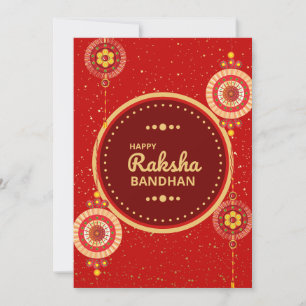Cartes Pour Fêtes Annuelles Message Raksha Bandhan : rouge vif et or
