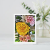 Cartes Pour Fêtes Annuelles Message rose jaune (Debout devant)