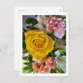 Cartes Pour Fêtes Annuelles Message rose jaune (Devant / Derrière)
