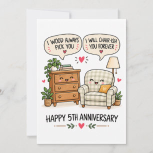 Cartes Pour Fêtes Annuelles Meubles pour couples - Drôle de 5e anniversaire
