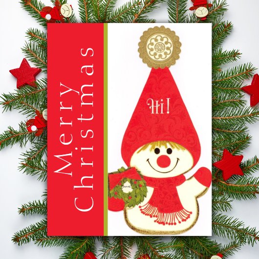 Cartes Pour Fêtes Annuelles Mi-Siècle Joyeux Gnome de neige Custom Noël
