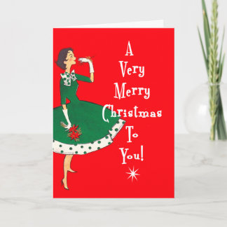 Cartes Pour Fêtes Annuelles Mi-siècle moderne fille célibataire Joyeux Noël