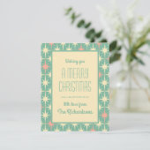Cartes Pour Fêtes Annuelles Mi-siècle Moderne Retro Stars Noël Turquoise rose (Debout devant)
