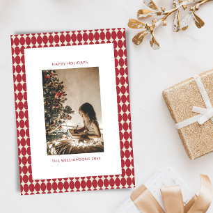 Cartes Pour Fêtes Annuelles Mi-siècle Red Baubles Vertical Photo Noël