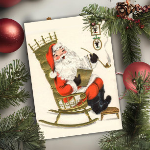 Cartes Pour Fêtes Annuelles Mi-siècle Vintage Rocking Père Noël Custom Christm