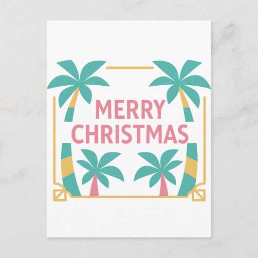 Cartes Pour Fêtes Annuelles Miami Art Deco Christmas Palm Tree Postcard (Devant)