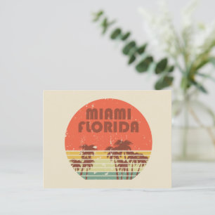 Cartes Pour Fêtes Annuelles Miami Beach Floride coucher de soleil vintage