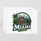 Cartes Pour Fêtes Annuelles Miami Florida Skyline (Devant / Derrière)