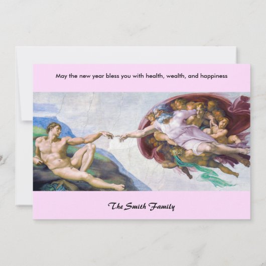 Cartes Pour Fêtes Annuelles Michelangelo - Bonne année / Création d'Adam (Dos)