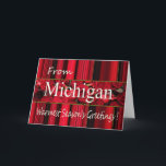 Cartes Pour Fêtes Annuelles Michigan Christmas Card, spécifique à l'état<br><div class="desc">Noël Joyeux Noël de ... Cartes de Noël spécifiques à l'Etat, disponibles pour tous les Etats américains et de nombreux modèles différents disponibles : d'une carte de collage moderne, mélangeant des ornements et des paysages d'hiver, un thème classique de noël vintage ou une vie morte de vacances plus moderne. Parcourez...</div>
