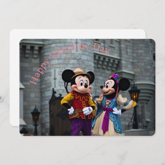 Cartes Pour Fêtes Annuelles Mickey & Minnie Saint-Valentin (Devant / Derrière)