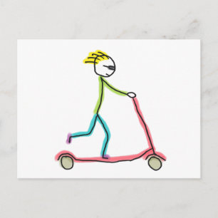 Cartes Pour Fêtes Annuelles Micro Scooter Stickman