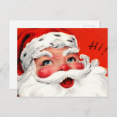 Cartes Pour Fêtes Annuelles Mid-Century Close-Up Santa (Devant / Derrière)