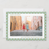 Cartes Pour Fêtes Annuelles Mid Century Mod Bleu Sage Vert Unique Deux Photos (Devant)