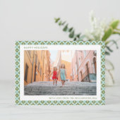 Cartes Pour Fêtes Annuelles Mid Century Mod Bleu Sage Vert Unique Deux Photos (Debout devant)